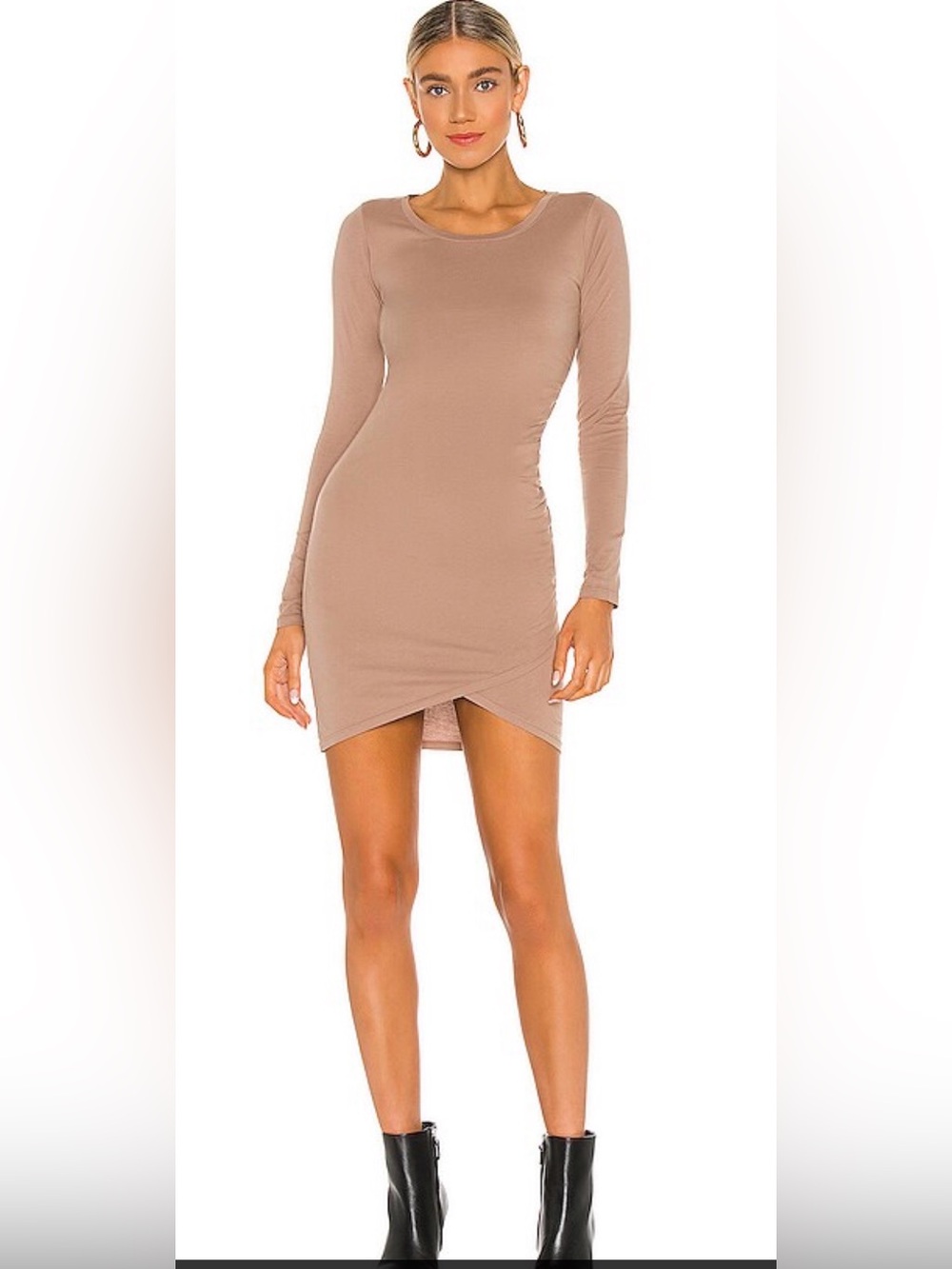 Long Sleeve forest GREEN Women's ruched bodycon dress- Revolve
